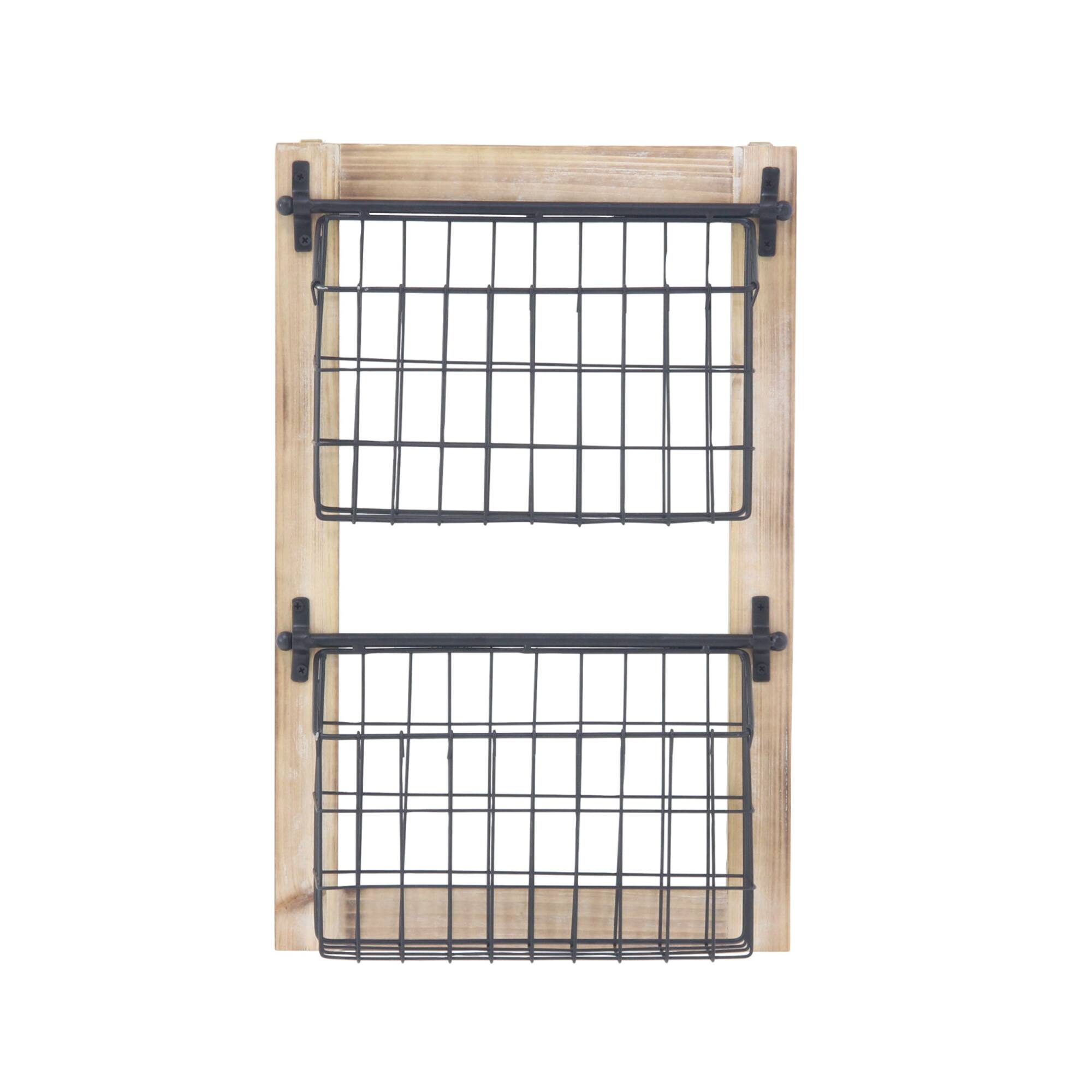 22" Black Metal Farmhouse Magazine Rack Holder